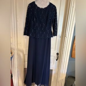 Alex evenings long sequin lace mock dress